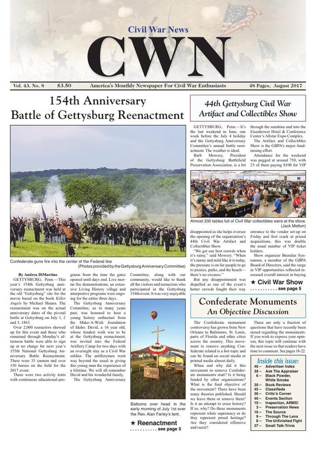 Civil War News August 2017 cover