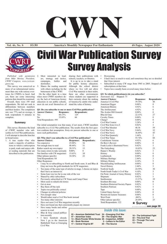 Civil War News August 2020 cover